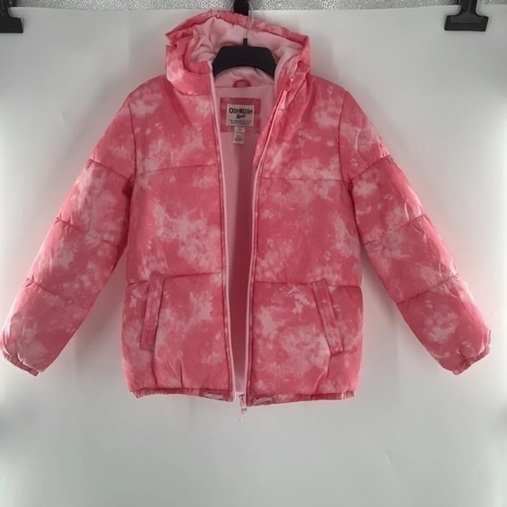 NEW OshKosh B'gosh Girl’s Pink Tie-Dye Fleece Lined Puffer Coat